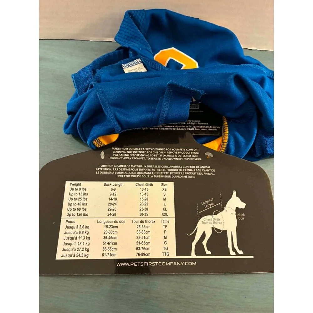 Pets First NHL Buffalo Sabres Dog Jersey Medium Blue New Hockey Pet Apparel